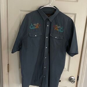Howler Brothers Blue Embroidered Casual Shirt